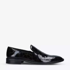 KURT GEIGER LONDON Spencer Quilt-stitch Patent-leather Loafers Black