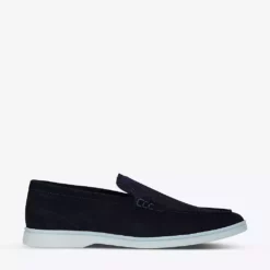 KURT GEIGER LONDON Hugo Quilted Suede Loafers Navy