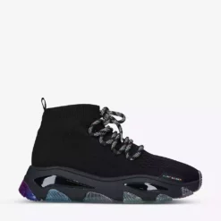 KURT GEIGER LONDON Lettie Contrasting-insert Knitted Sock Trainers Black/comb