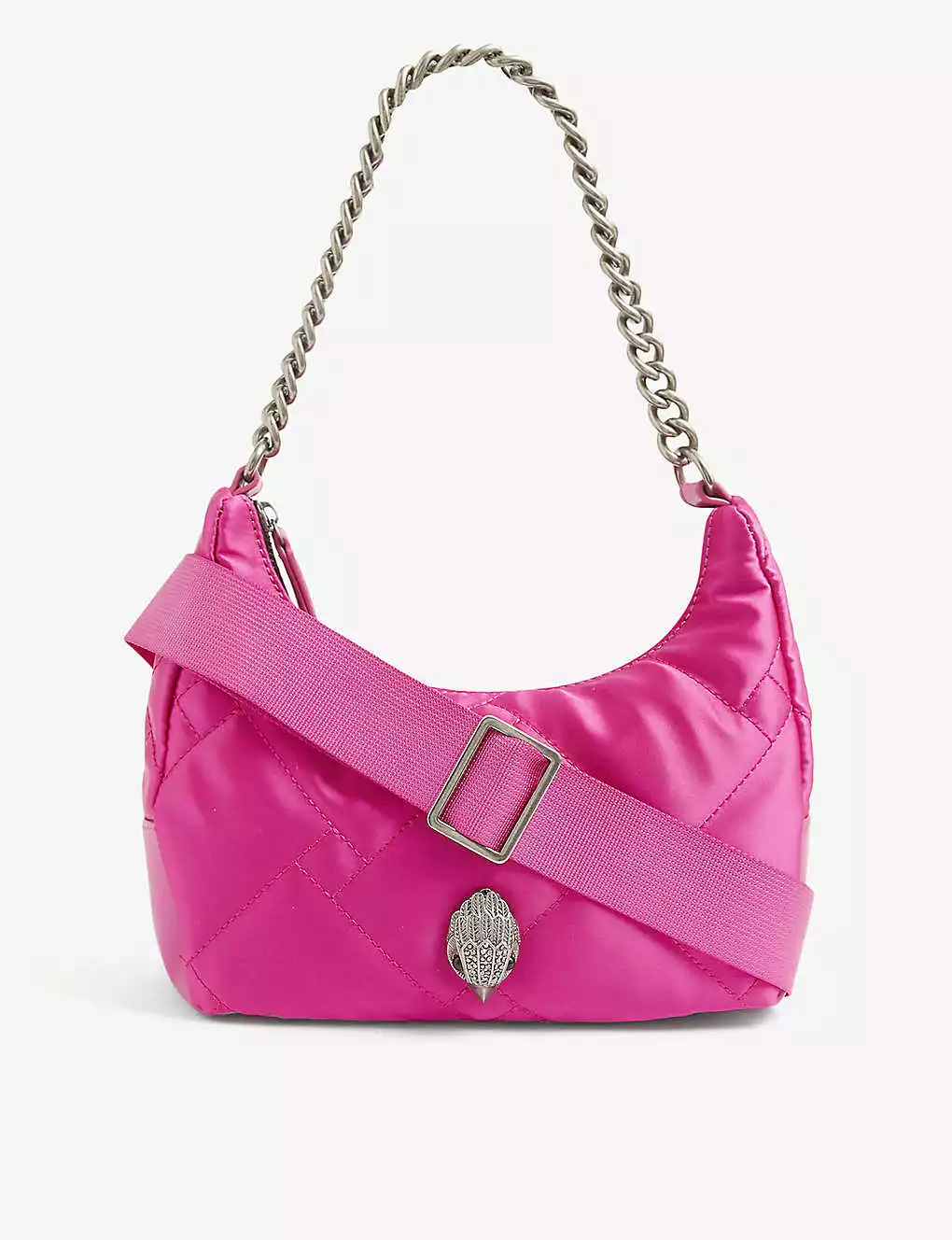 KURT GEIGER LONDON Quilted Recycled-nylon Cross-body Bag For Womens Fuchsia 3 KURT GEIGER LONDON Quilted Recycled-nylon Cross-body Bag For Womens Fuchsia