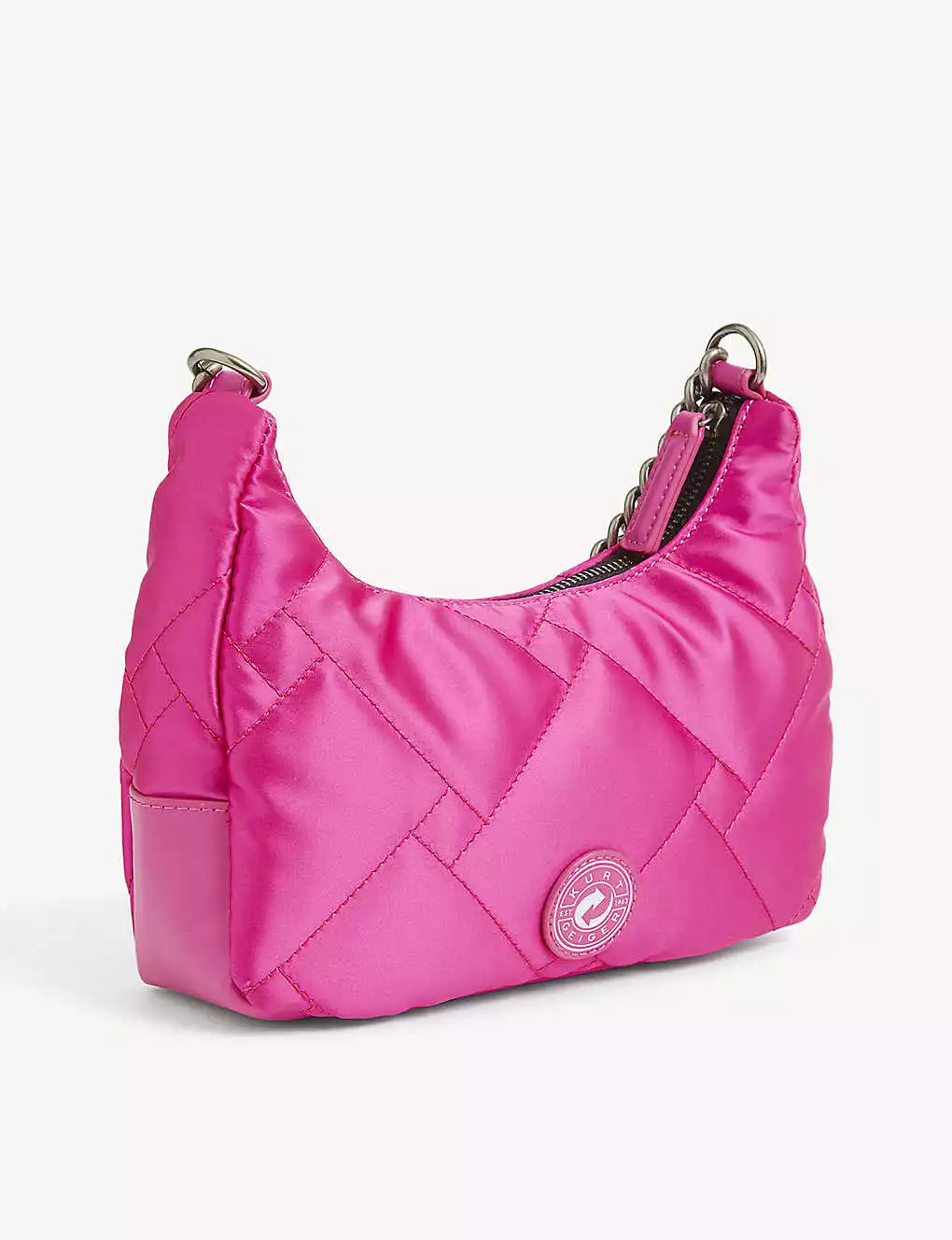 KURT GEIGER LONDON Quilted Recycled-nylon Cross-body Bag For Womens Fuchsia 5 KURT GEIGER LONDON Quilted Recycled-nylon Cross-body Bag For Womens Fuchsia - Image 3