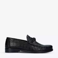 KURT GEIGER LONDON Vincent Chain Mock-croc Leather Loafers Black