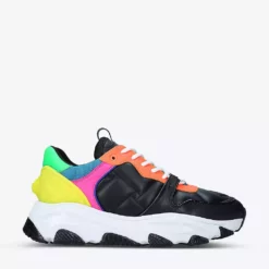 KURT GEIGER LONDON Lettie Eagle Quilted Chunky-soled Leather Low-top Trainers Black/comb