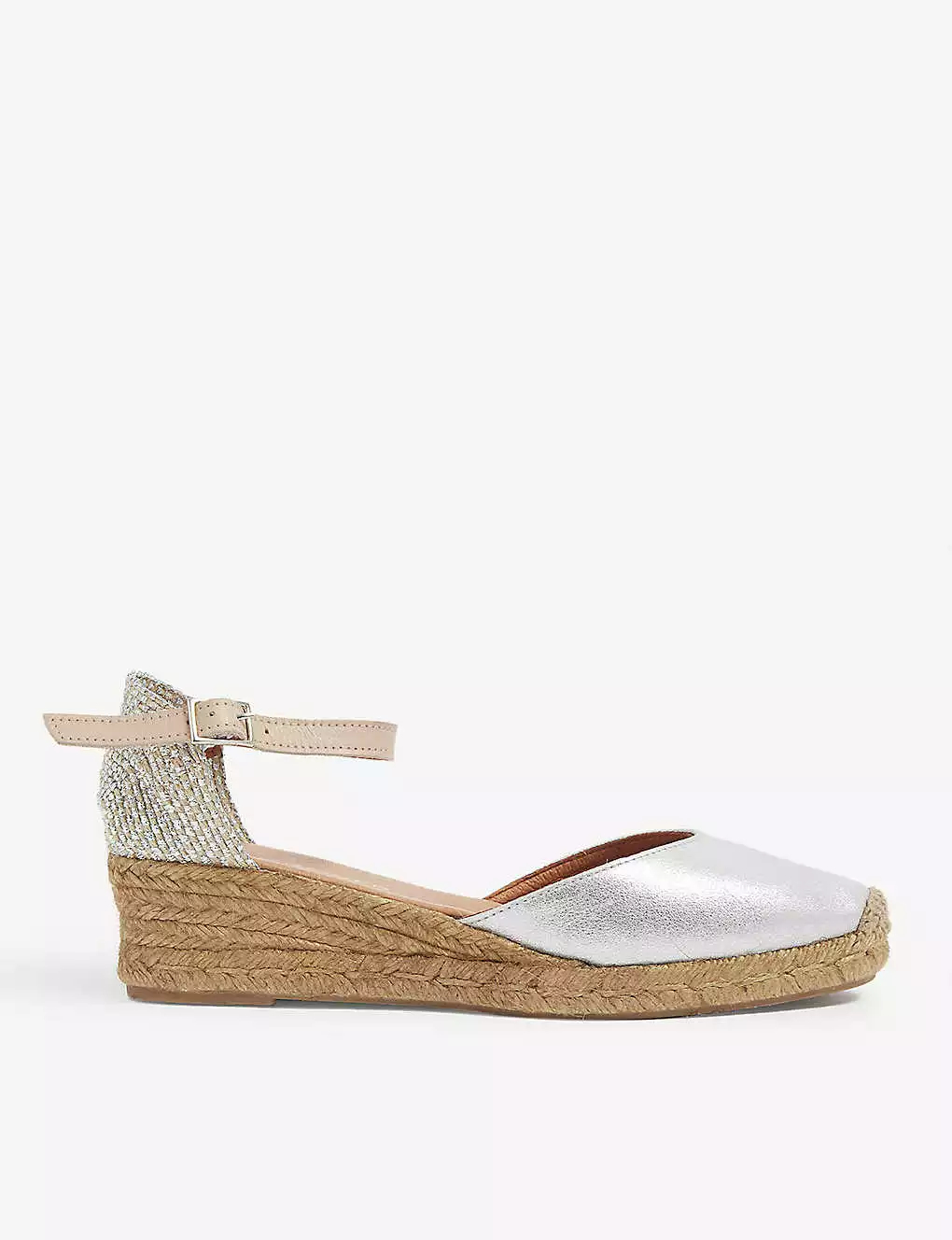 KURT GEIGER LONDON Minty Metallic Leather And Raffia Espadrilles For Womens Silver 3 KURT GEIGER LONDON Minty Metallic Leather And Raffia Espadrilles For Womens Silver