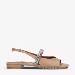KURT GEIGER LONDON Princely Rainbow Embellished-strap Leather Sandals For Womens Camel