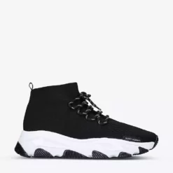 KURT GEIGER LONDON Lettie Lace-up Knitted Sock Trainers Blk/white