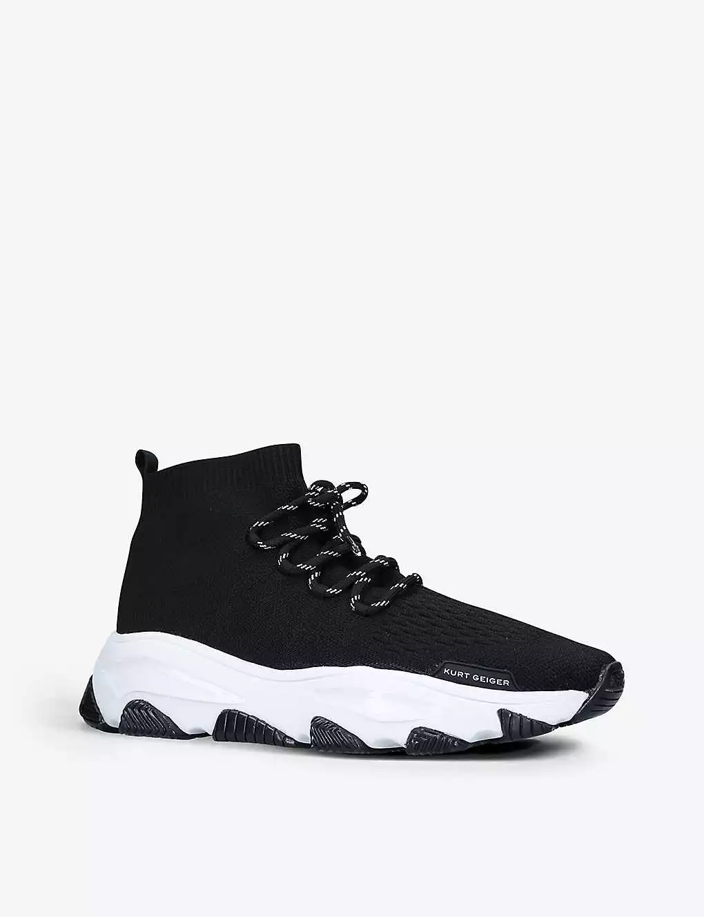 KURT GEIGER LONDON Lettie Lace-up Knitted Sock Trainers Blk/white 5 KURT GEIGER LONDON Lettie Lace-up Knitted Sock Trainers Blk/white - Image 3