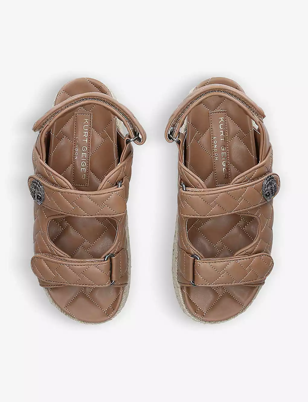 KURT GEIGER LONDON Orson Quilted Satin Sandals For Womens Camel 4 KURT GEIGER LONDON Orson Quilted Satin Sandals For Womens Camel - Image 2