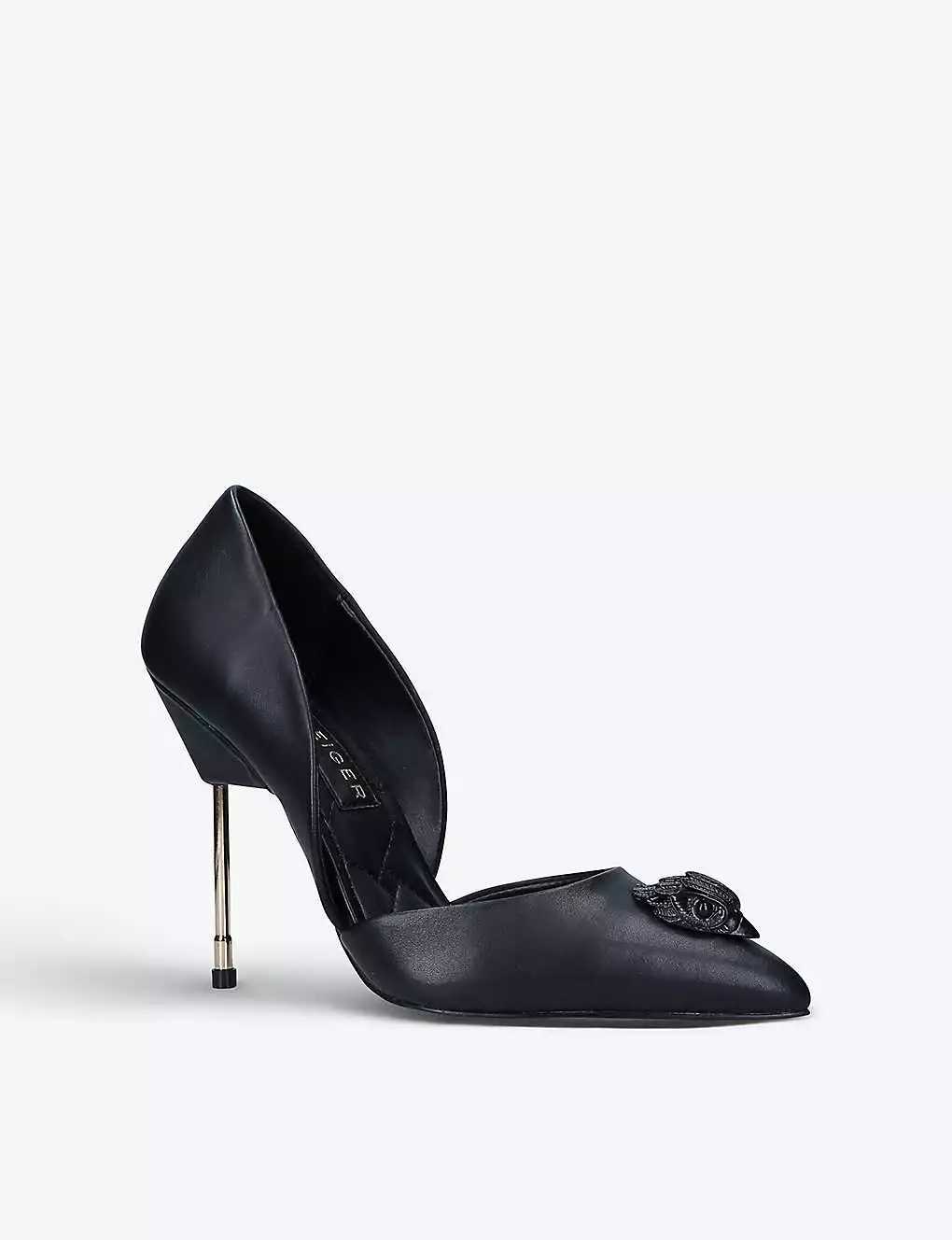 KURT GEIGER LONDON Bond Eagle Drench D'Orsay Leather Courts For Womens Black 5 KURT GEIGER LONDON Bond Eagle Drench D'Orsay Leather Courts For Womens Black - Image 3