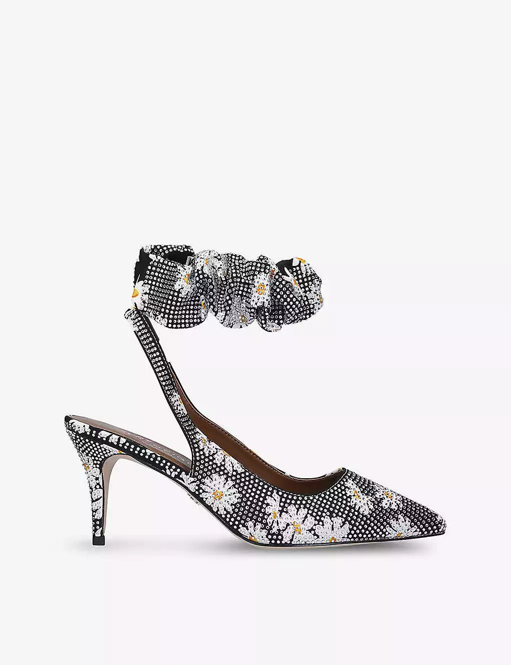 KURT GEIGER LONDON Countess Crystal-embellished Woven Heeled Sandals For Womens Blk/white 3 KURT GEIGER LONDON Countess Crystal-embellished Woven Heeled Sandals For Womens Blk/white