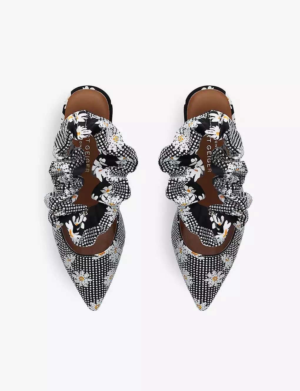 KURT GEIGER LONDON Countess Crystal-embellished Woven Heeled Sandals For Womens Blk/white 4 KURT GEIGER LONDON Countess Crystal-embellished Woven Heeled Sandals For Womens Blk/white - Image 2
