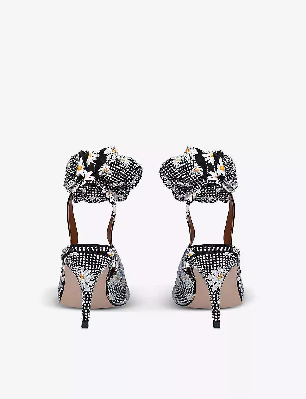 KURT GEIGER LONDON Countess Crystal-embellished Woven Heeled Sandals For Womens Blk/white 6 KURT GEIGER LONDON Countess Crystal-embellished Woven Heeled Sandals For Womens Blk/white - Image 4