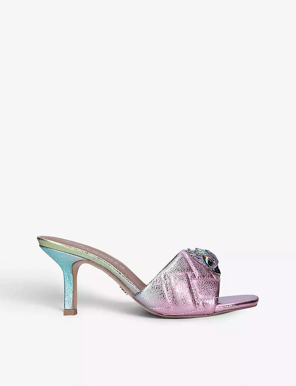 KURT GEIGER LONDON Kensington Ombre Quilted Metallic Leather Mules For Womens Pink Comb 3 KURT GEIGER LONDON Kensington Ombre Quilted Metallic Leather Mules For Womens Pink Comb