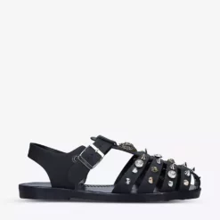 KURT GEIGER LONDON Madelyn Stud-embellished Faux-leather Fisherman Sandals For Womens Black