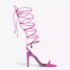 KURT GEIGER LONDON Shoreditch Eagle-charm Lace-up Leather Heeled Sandals For Womens Fuchsia -KURT GEIGERLONDON Sales unnamed file 966