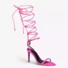 KURT GEIGER LONDON Shoreditch Eagle-charm Lace-up Leather Heeled Sandals For Womens Fuchsia -KURT GEIGERLONDON Sales unnamed file 968