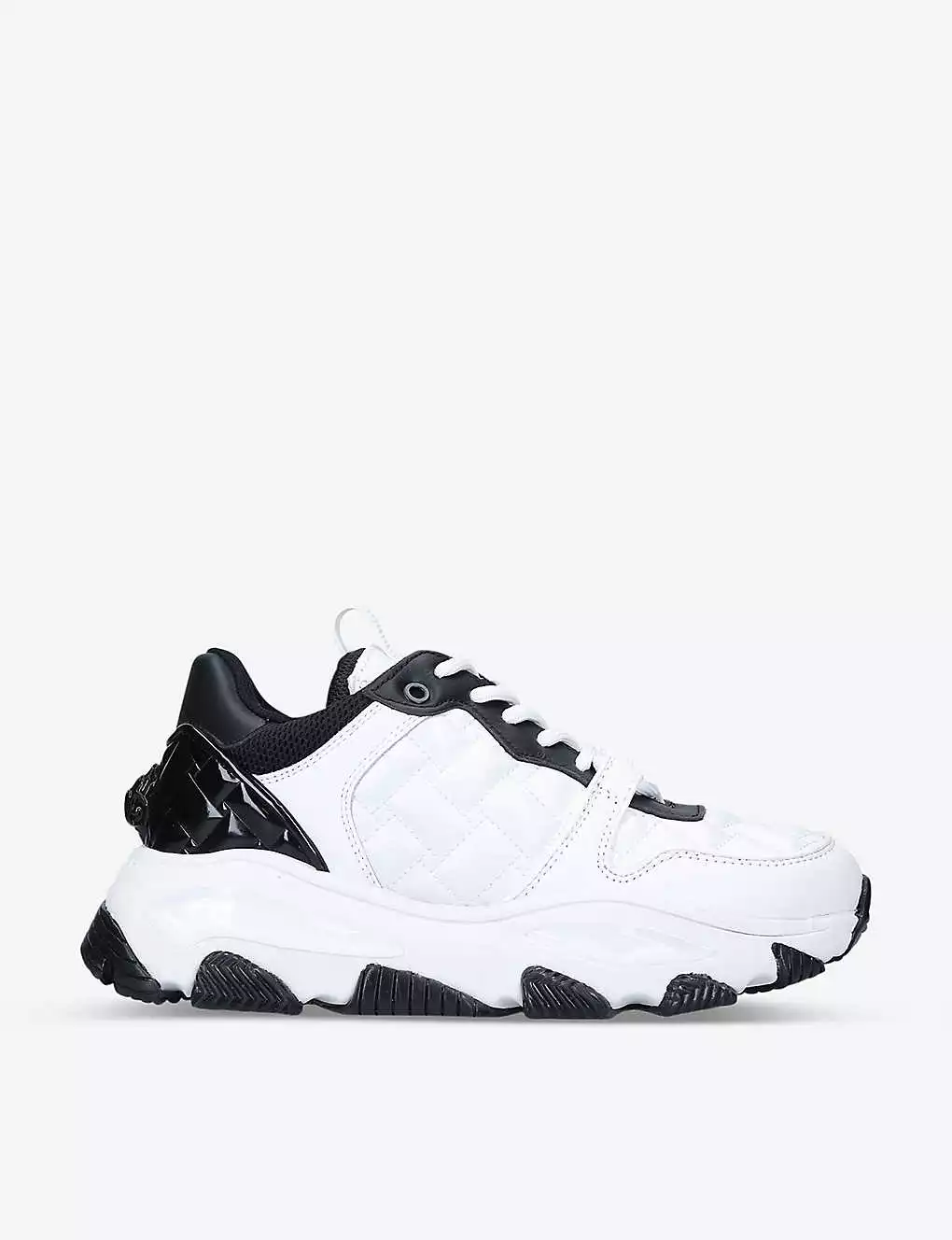KURT GEIGER LONDON Lettie Eagle Quilted Chunky-soled Leather Low-top Trainers For Womens White/blk 3 KURT GEIGER LONDON Lettie Eagle Quilted Chunky-soled Leather Low-top Trainers For Womens White/blk