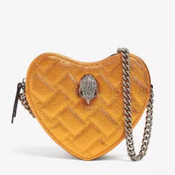 KURT GEIGER LONDON Kensington Heart Leather Cross-body Bag For Womens Orange